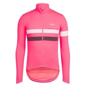 Rapha Cycling Brevet Long Sleeve Zip-Up Jersey in High-Vis Pink